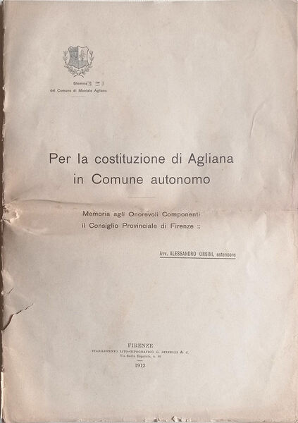 Per la costituzione di Agliana in comune autonomo.