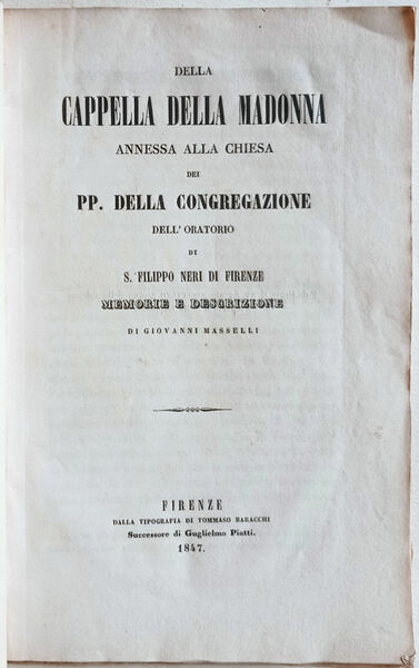 Della cappella della Madonna annessa alla chiesa dei PP. della …