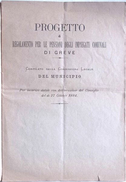 Progetto di regolamento per le pensioni degli impiegati comunali di …