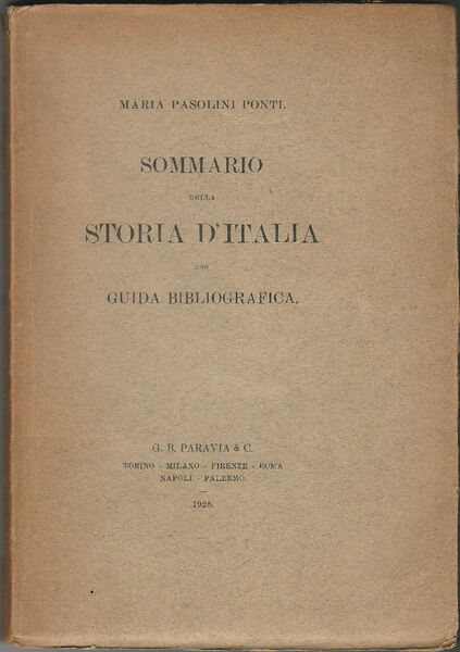 Sommario della storia d'Italia con guida bibliografica.