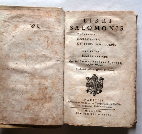 Libri Salomonis Proverbia, Ecclesiastes, Canticum Canticorum. Sapientia, Ecclesiasticus. Cum notis …
