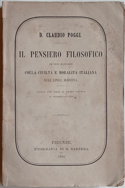 Il pensiero filosofico ne' suoi rapporti colla civiltà e moralità …