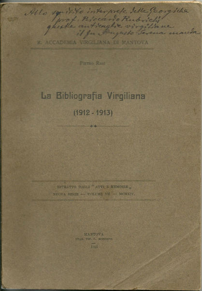 La Bibliografia Virgiliana (1912-1913).