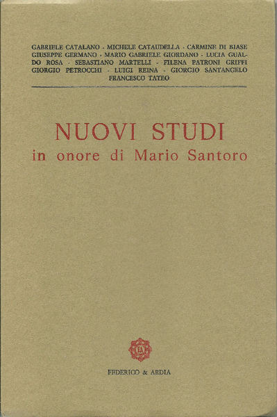 Nuovi studi in onore di Mario Santoro.