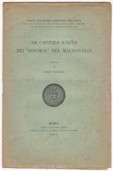 Un capitolo ignoto dei "Discorsi" del Machiavelli.