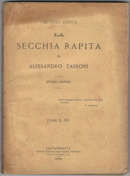 La Secchia rapita di Alessandro Tassoni. Studio critico.