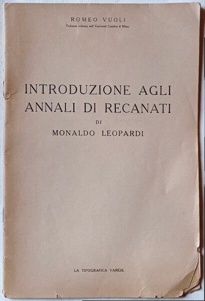 Introduzione agli Annali di Recanati di Monaldo Leopardi.