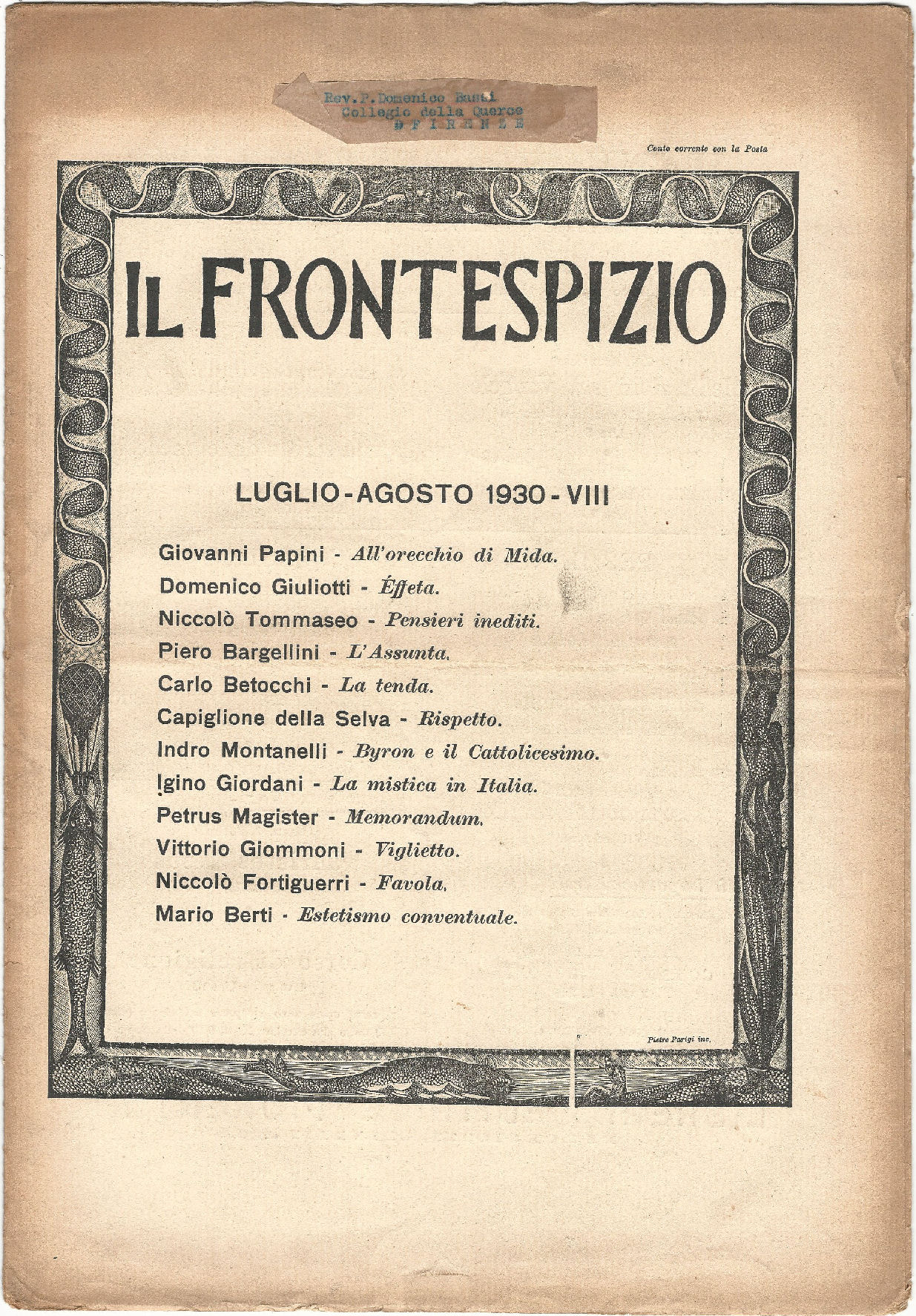 FRONTESPIZIO (IL).