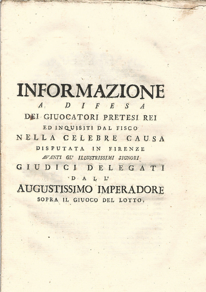 Informazione a difesa dei giuocatori pretesi rei ed inquisiti dal …