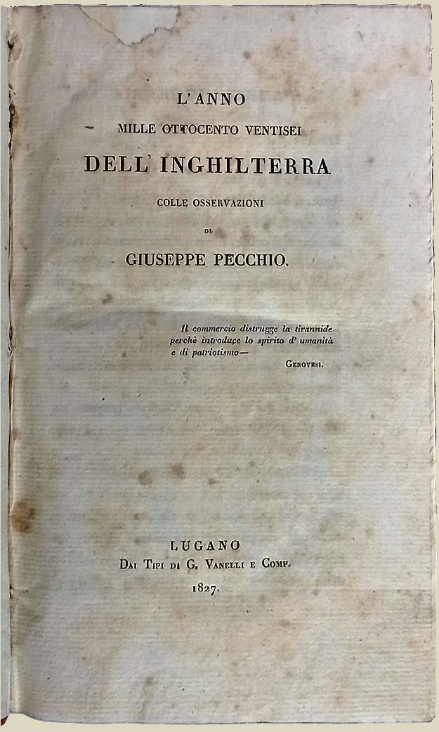 L'anno mille ottocento ventisei dell'Inghilterra. Colle osservazioni.