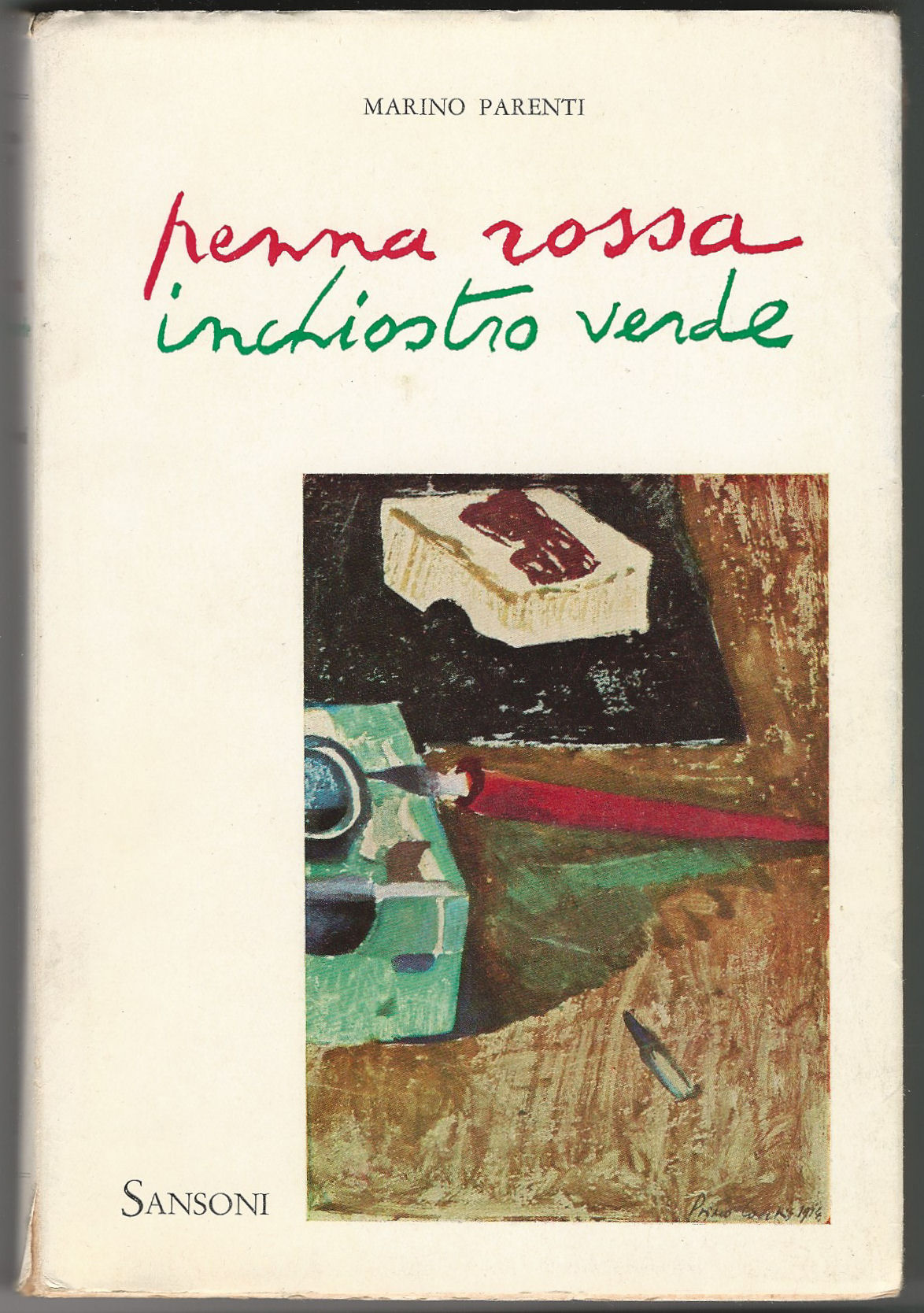 Penna rossa inchiostro verde.