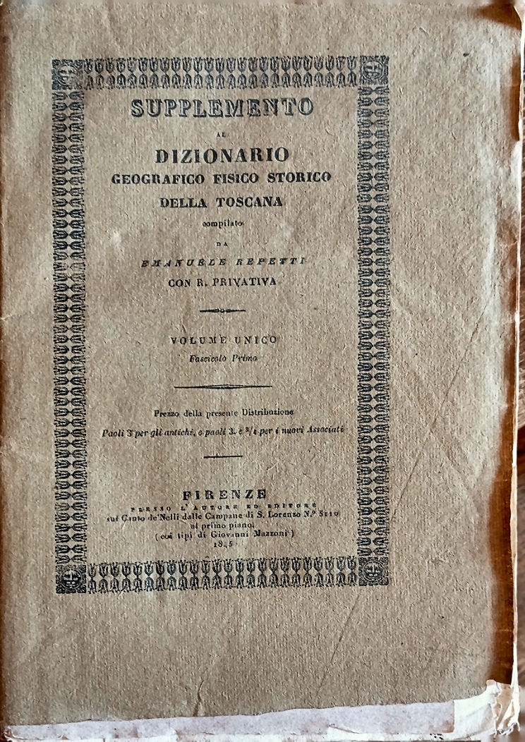 Supplemento al dizionario geografico fisico storico della Toscana.