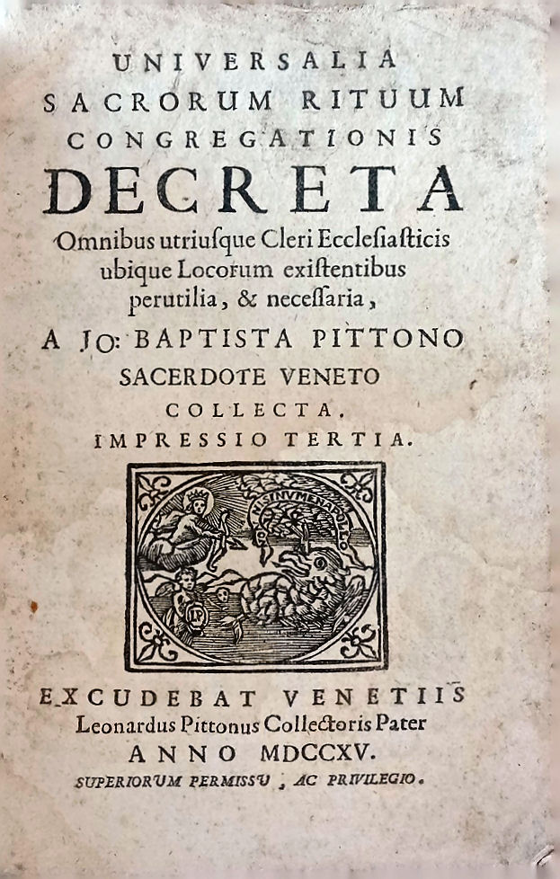 Universalia sacrorum rituum congregationis decreta.