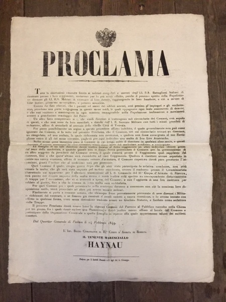 Proclama. Tutte le esortazioni emanate finora ai militari congedati e …