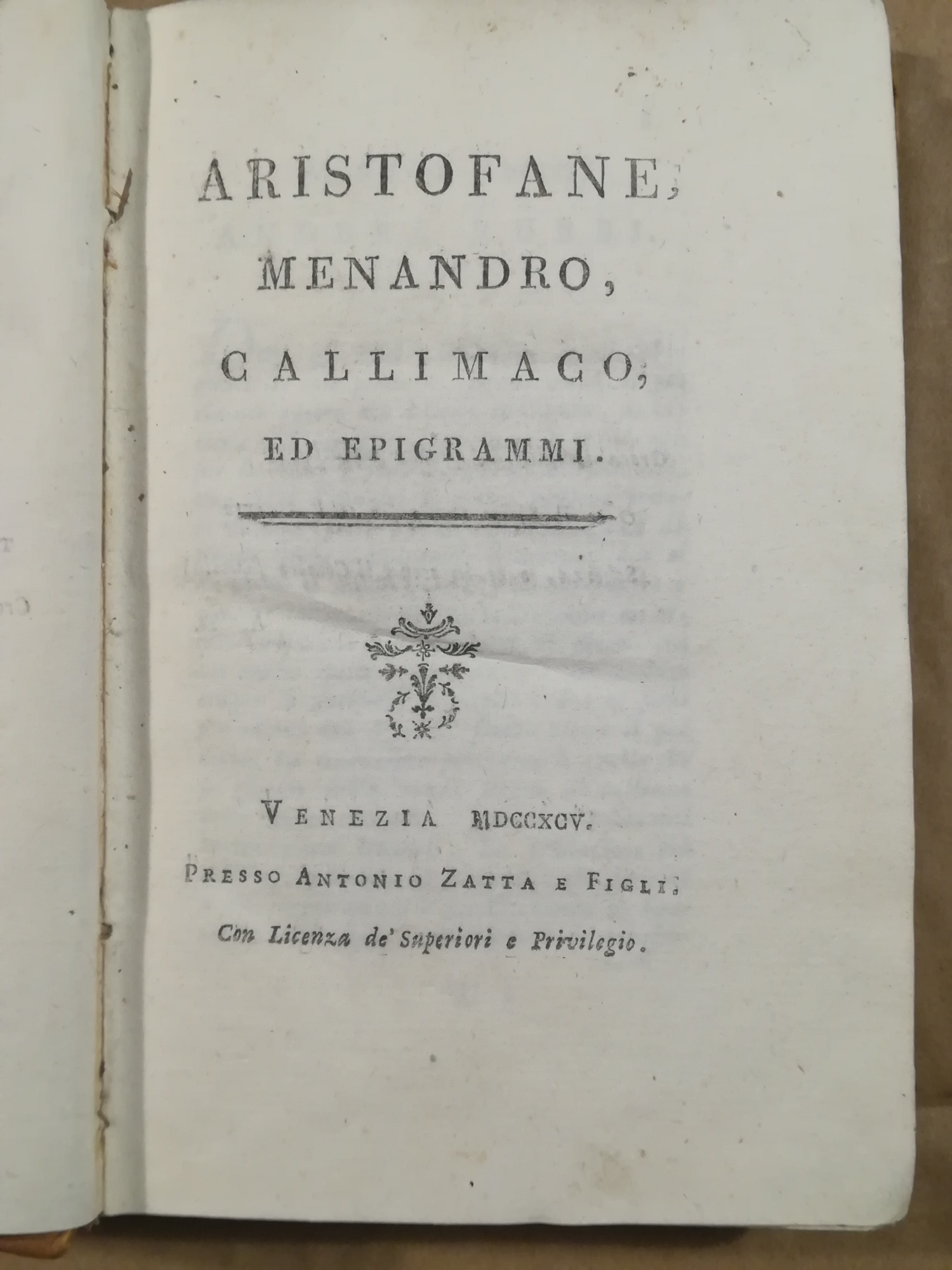 Aristofane, Menandro, Callimaco ed Epigrammi