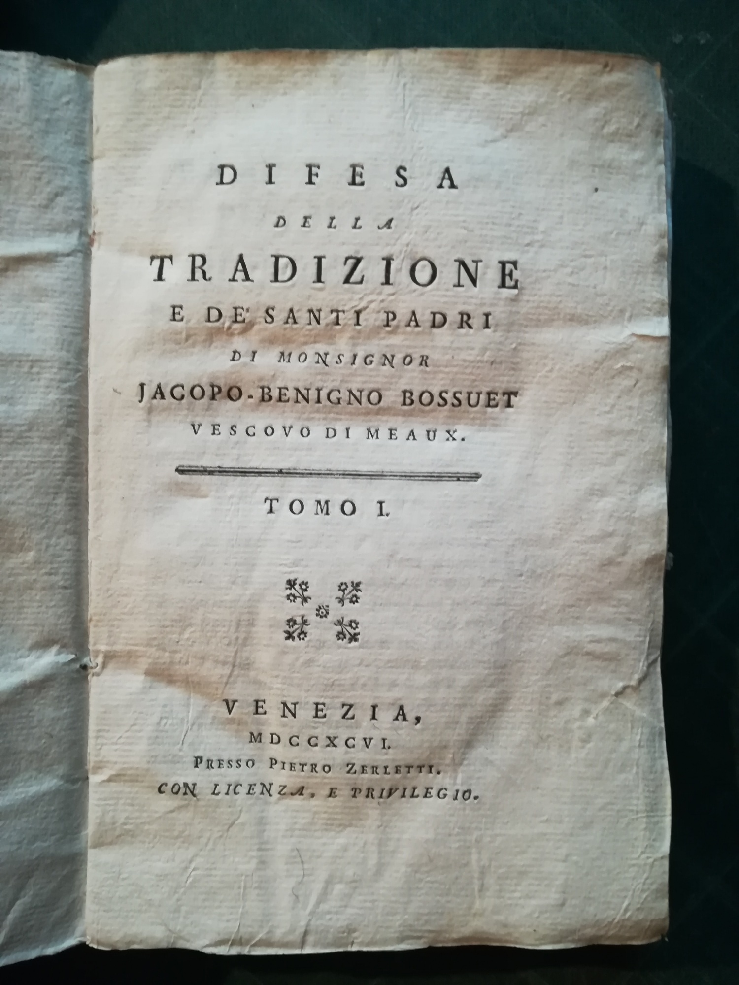 Difesa della Tradizione e de' Santi Padri di monsignor Jacopo …