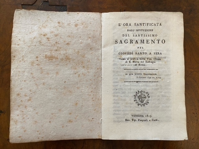 L'ora santificata dall'istituzione del Santissimo Sacramento pel Giovedì Santo a …