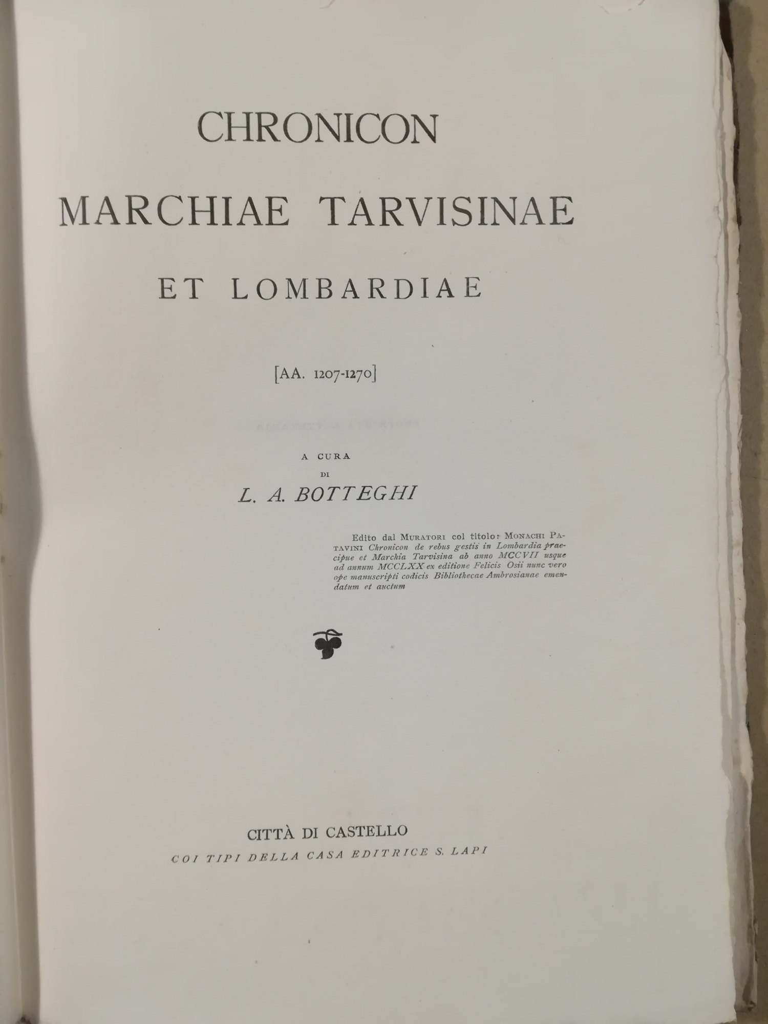 Marchiae Tarvisinae et Lombardiae [AA. 1207-1270] a cura di L. …