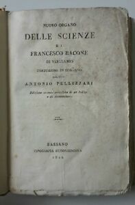 FRANCESCO BACONE NUOVO ORGANO DELLE SCIENZE BASSANO TIP. REMONDINIANA 1810