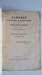 ROMANZE STORICHE E MORESCHE E POESIE SCELTE SPAGNOLE DI PIETRO …