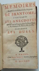 MEMOIRES DE BRANTOME CONTENANS LES ANECDOTES LEYDE JEAN SAMBIX 1722