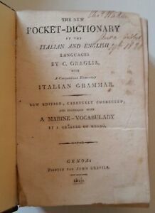 C. GRAGLIA NEW POCKET DICTIONARY ITALIAN ENGLISH MARINE VOCABULARY GENOA …