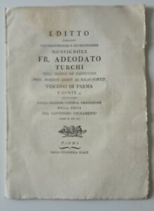 EDITTO DI MONS. ADEODATO TURCHI PARMA DALLA STAMPERIA REALE 1791