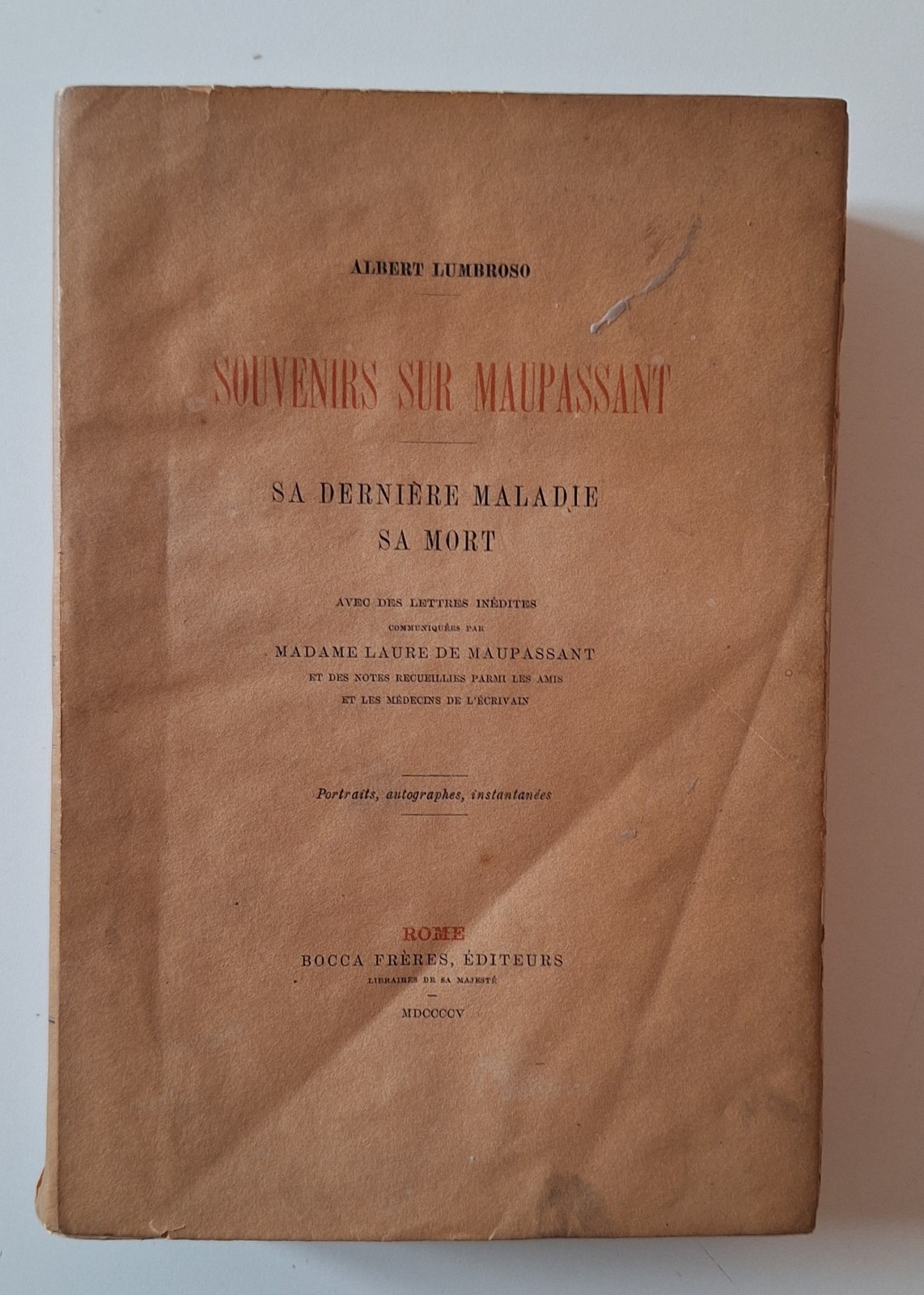 A. LUMBROSO SOUVENIRS SUR MAUPASSANT BOCCA 1905