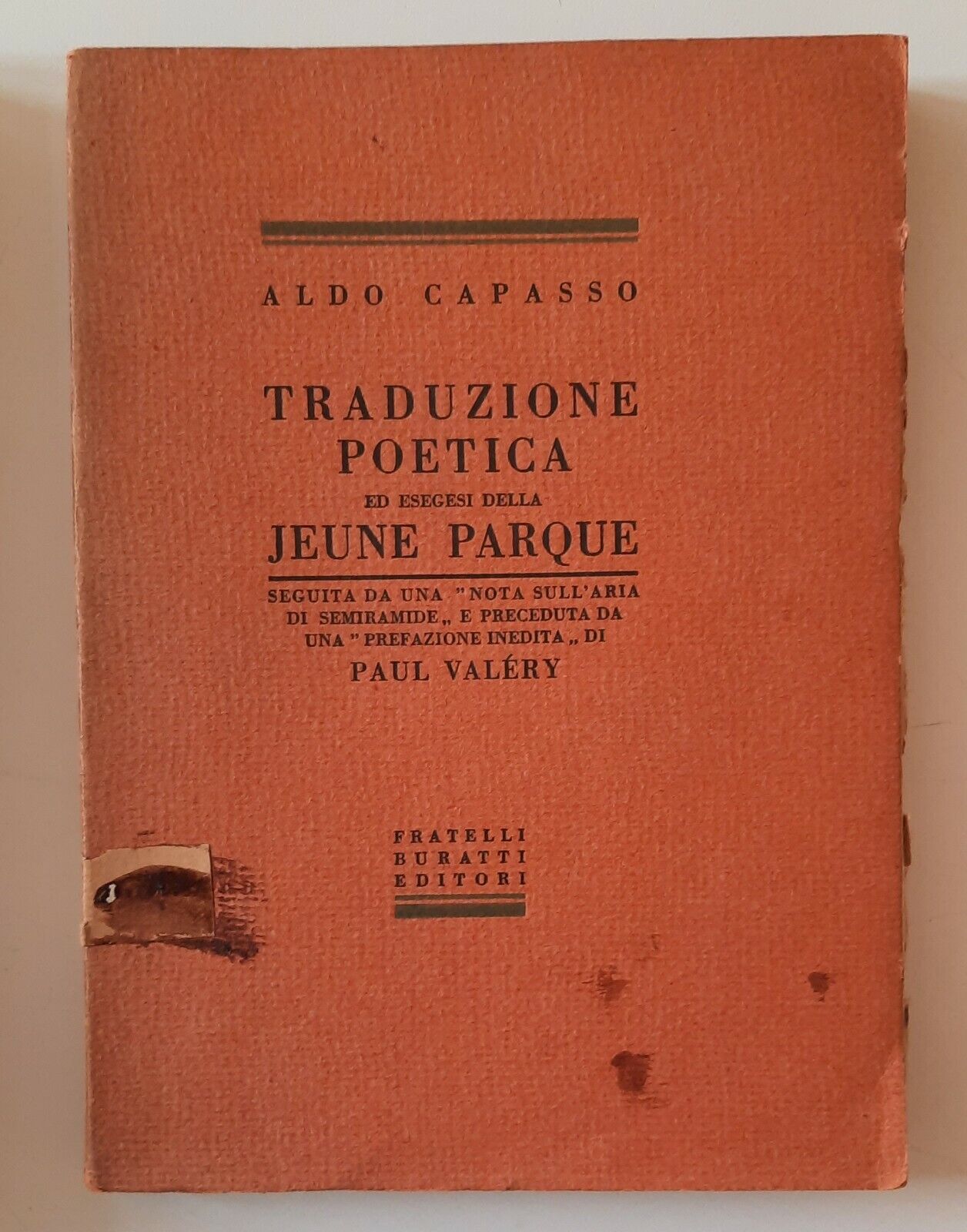 ALDO CAPASSO TRADUZIONE POETICA JEUNE PARQUE F.LLI BUTATTI 1930