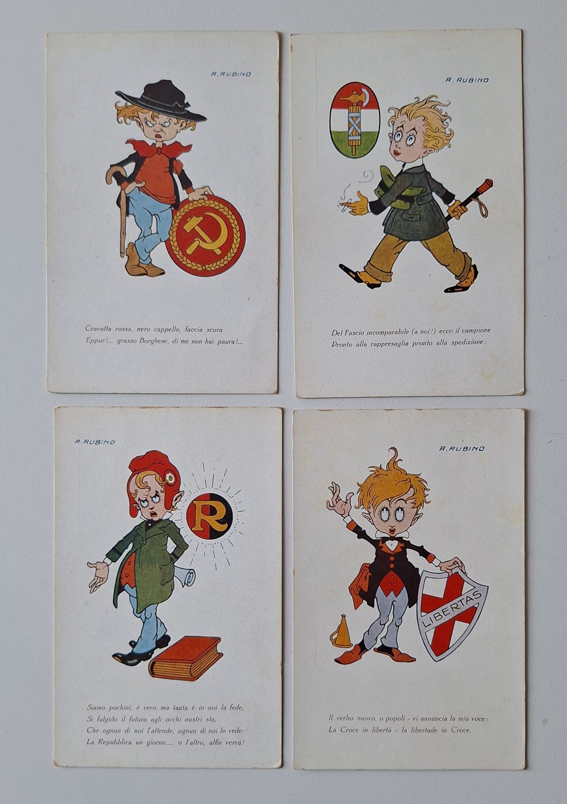 ANTONIO RUBINO 4 CARTOLINE PARTITI POLITICI