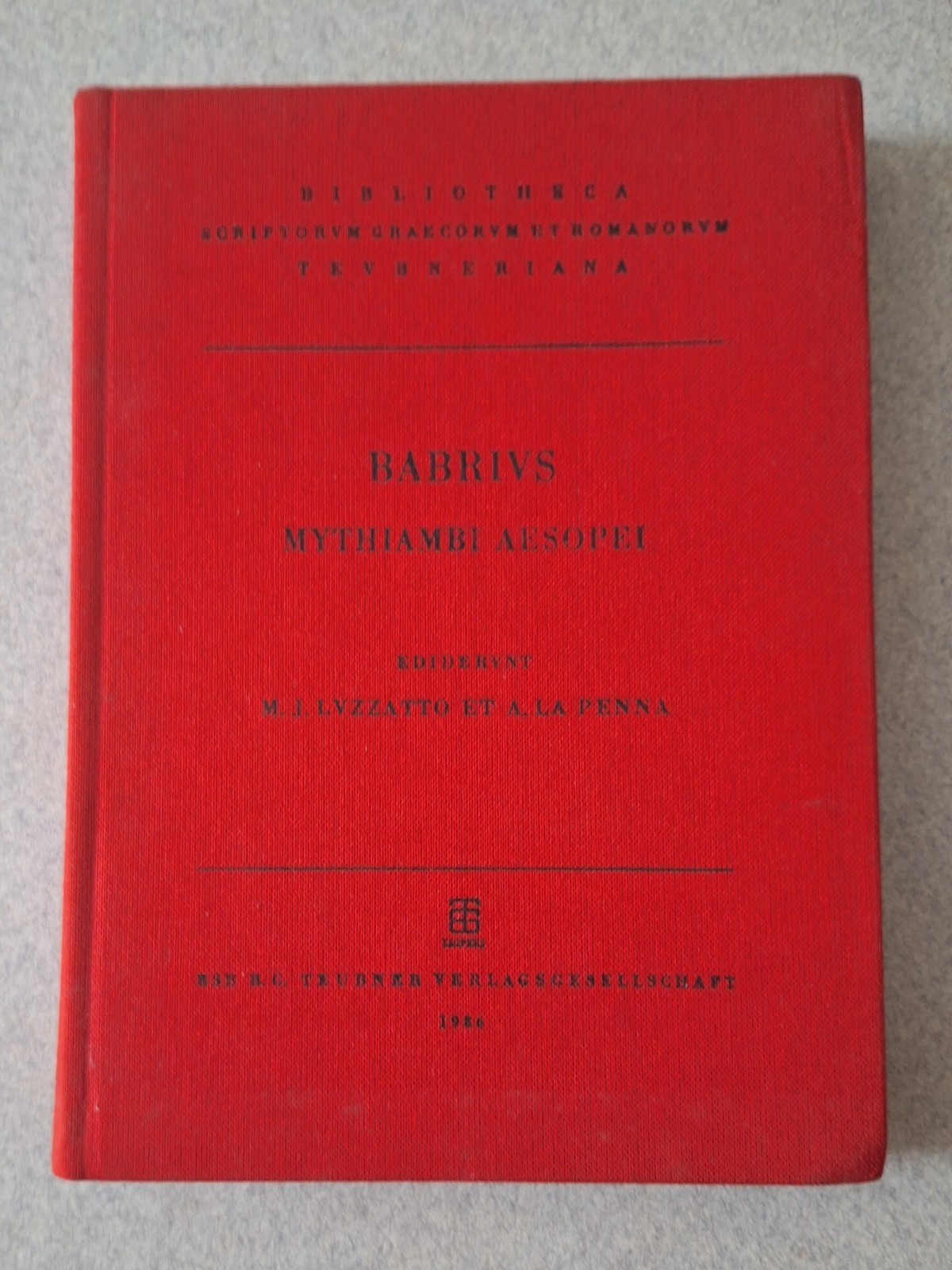 BABRIUS MYTHIAMBI AESOPEI TEUBNER SCESELLSCHAFT 1986