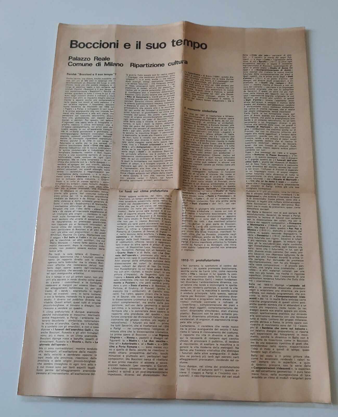 BOCCIONI E IL SUO TEMPO PALAZZO REALE COMUNE DI MILANO …