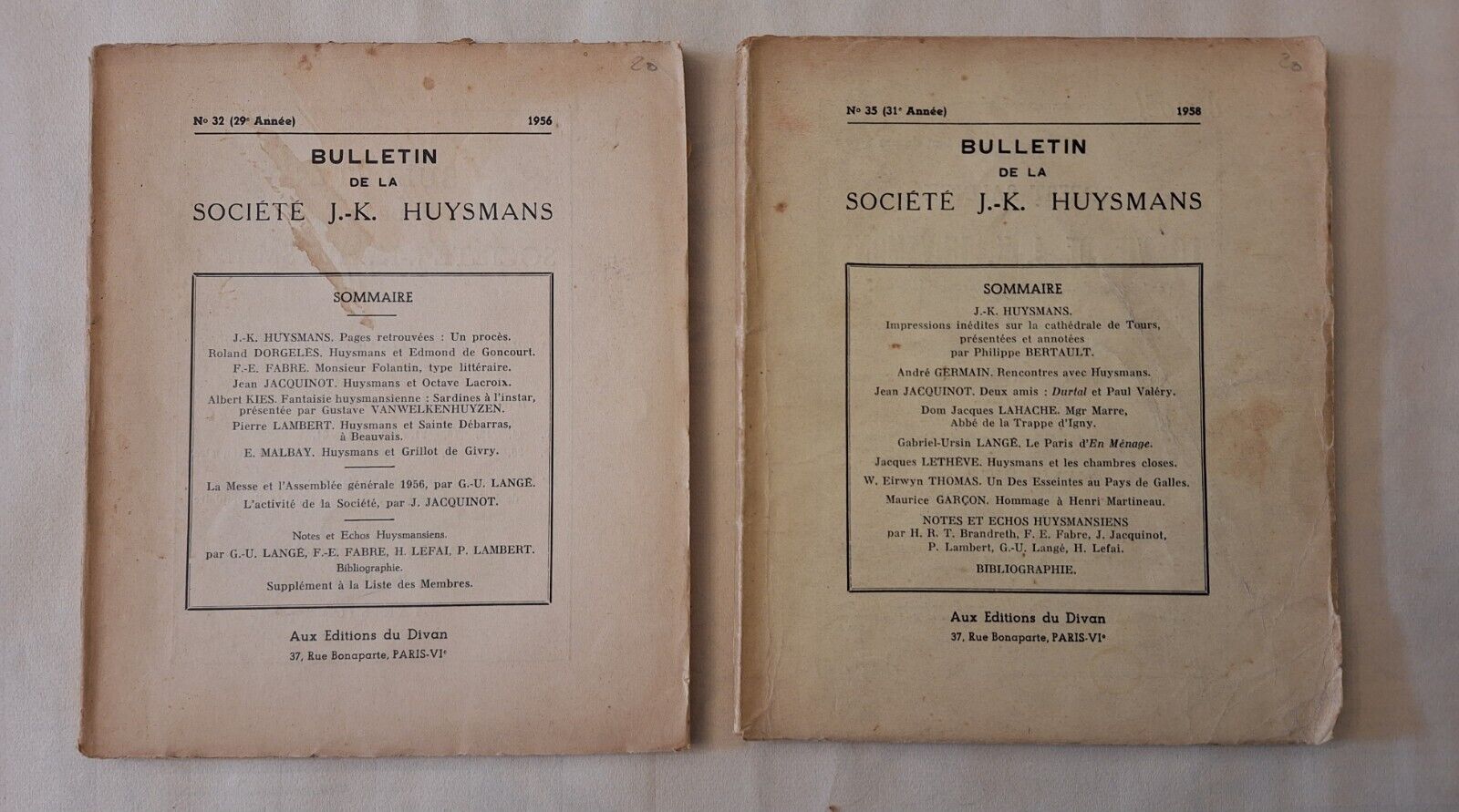 BULLETTIN DE LA SOCIETE' J.K. HUYSMANS N. 32 1956 - …