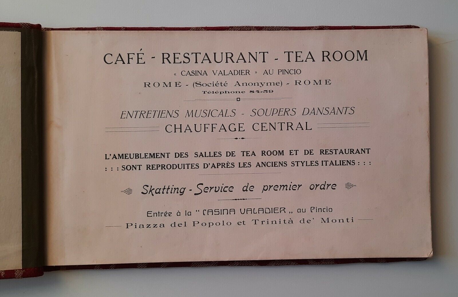 CAFE' RESTAURANT TEA ROOM CASINA VALADIER AU PINCIO ROMA