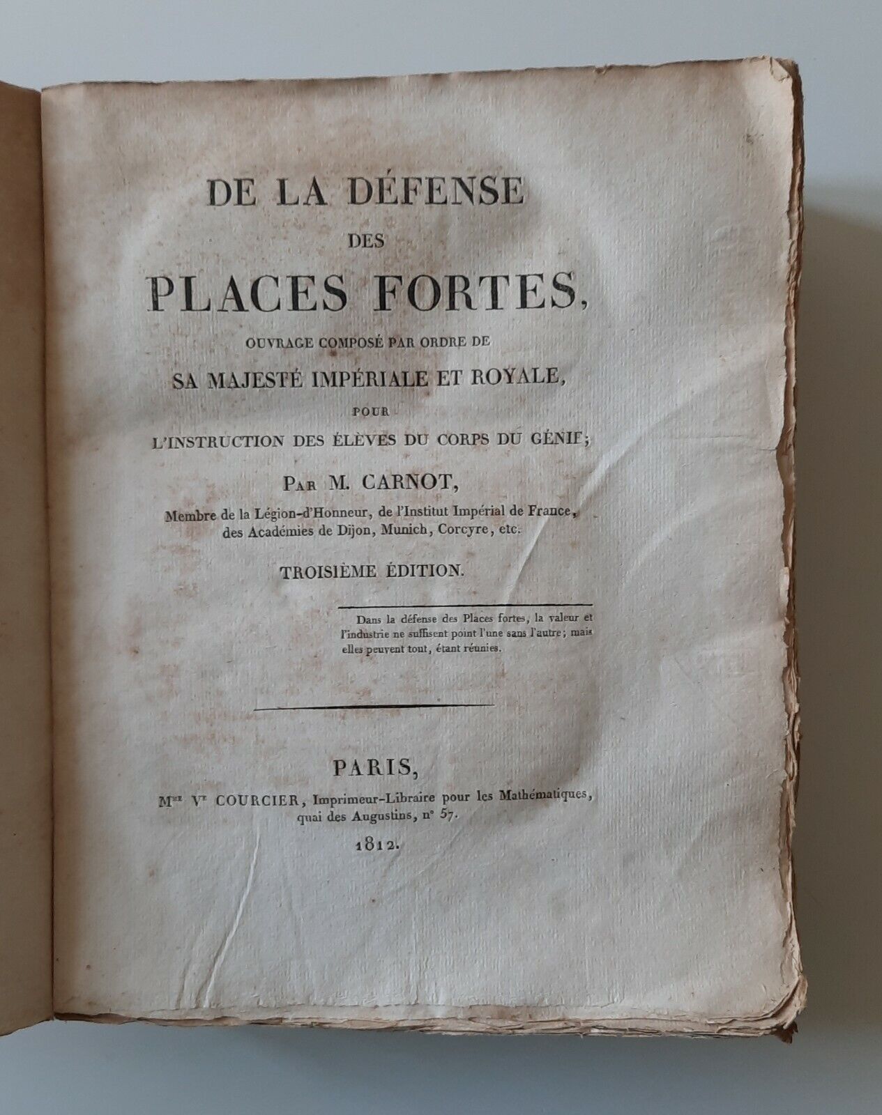 CARNOT DE LA DEFENSE DES PLACES FORTES PARIS M. V. …