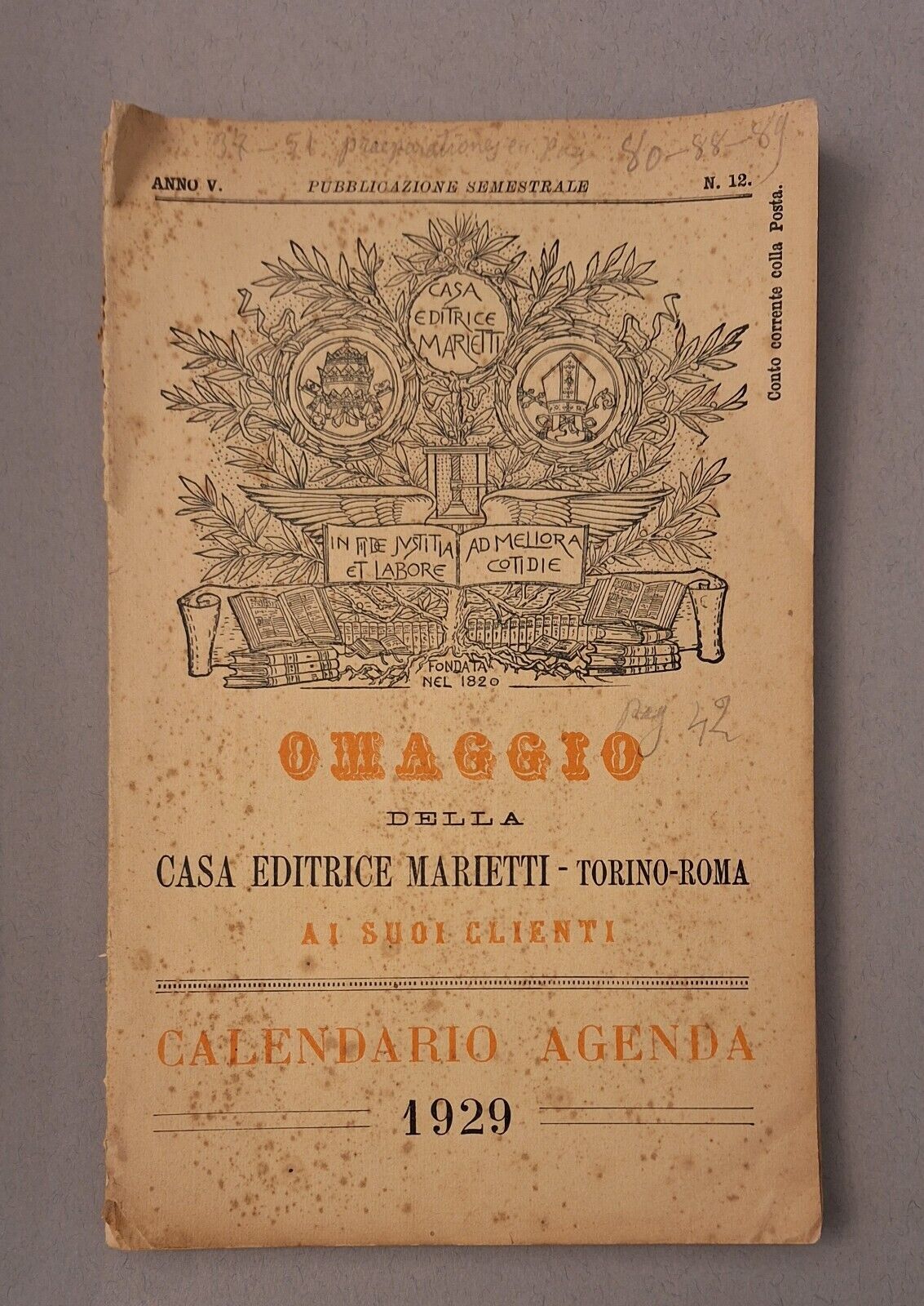 CASA EDITRICE MARIETTI CATALOGO EDITORIALE 1929