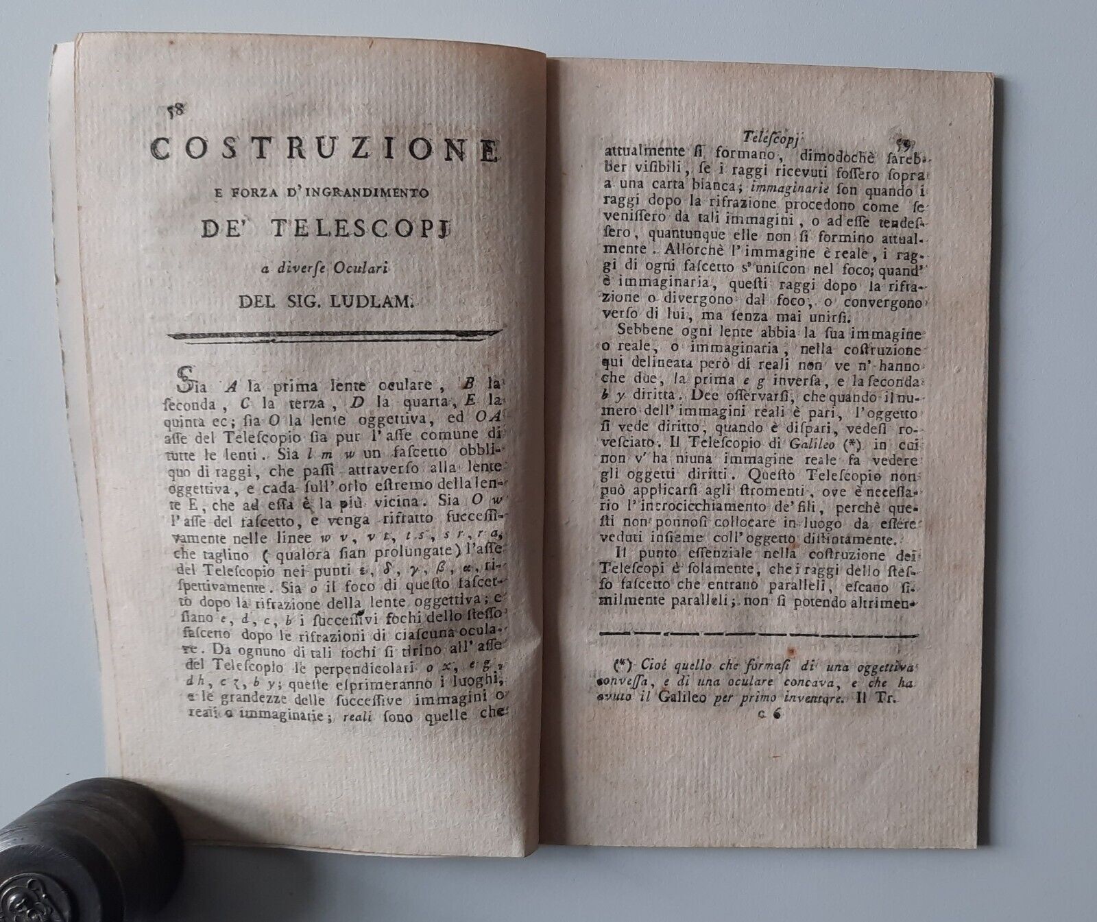 COSTRUZIONE DE' TELESCOPI DEL SIG. LUDLAM ESTRATTO FINE '700