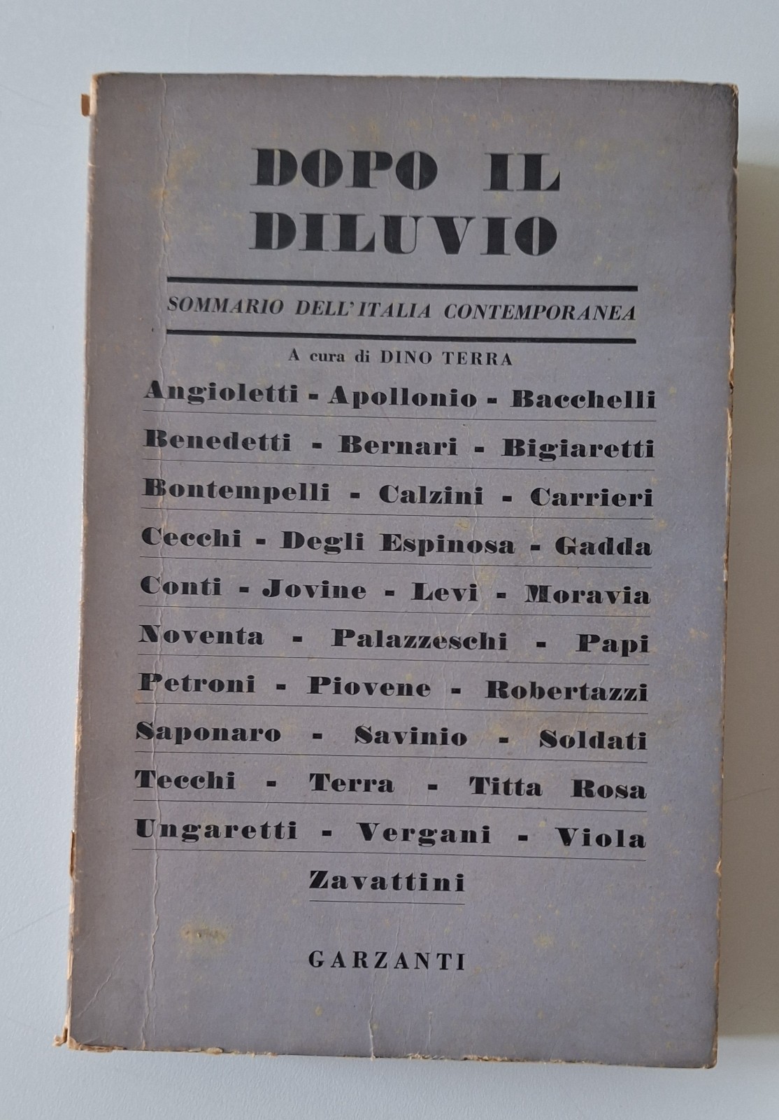 DOPO IL DILUVIO SOMMARIO ... GARZANTI 1947 GADDA PALAZZESCHI SAVINIO