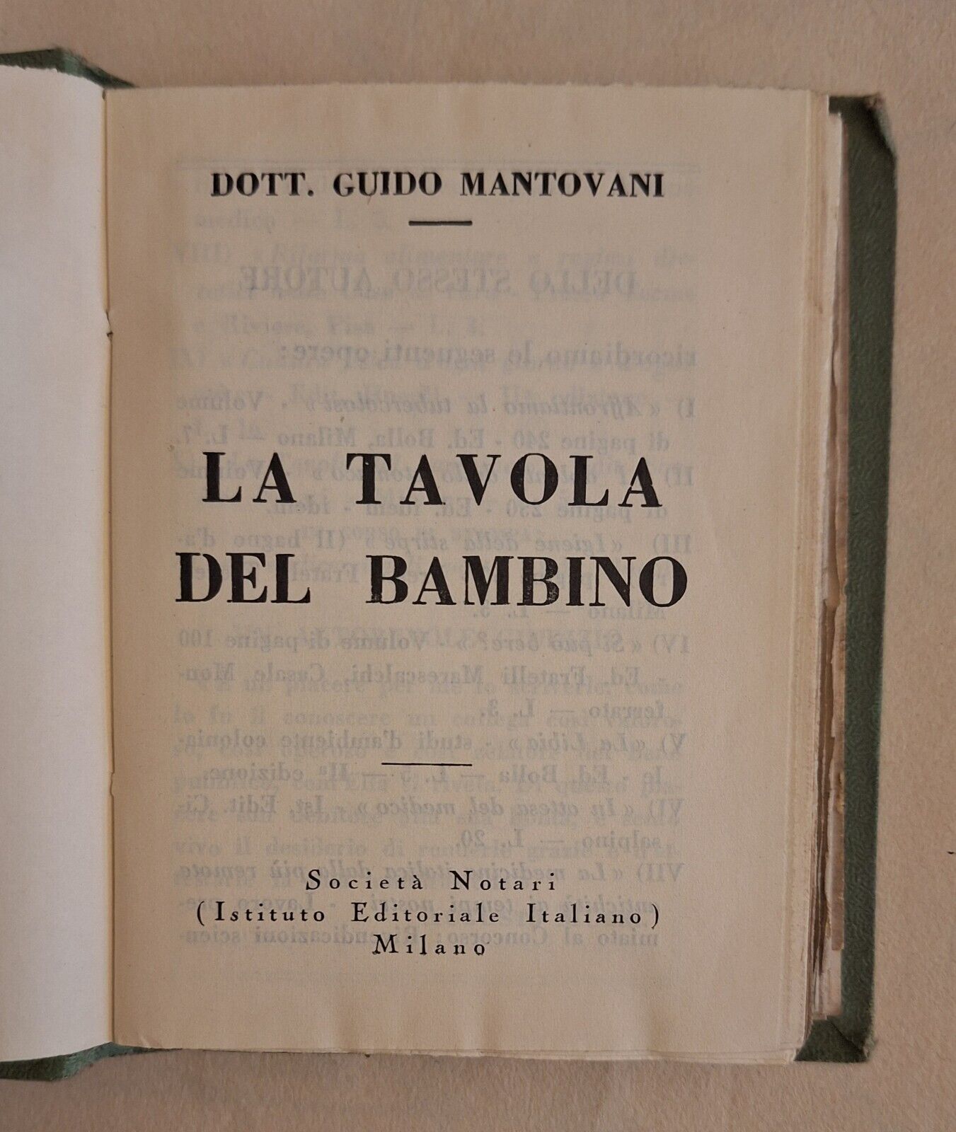 DOTT. GUIDO MANTOVANI LA TAVOLA DDEL BAMBINO SOCIETA' NOTARI 1932