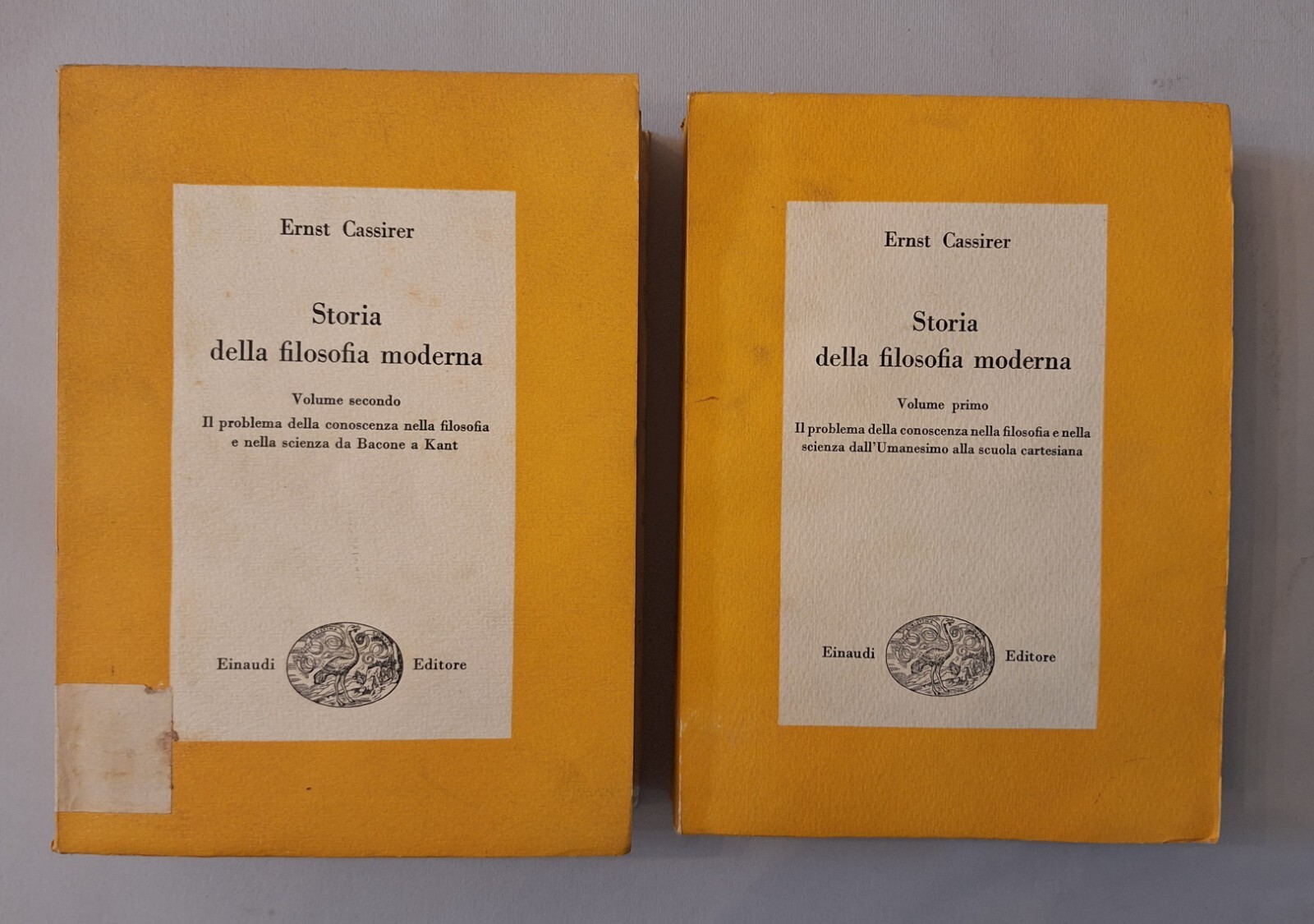 ERNST CASSIRER STORIA DELLA FILOSOFIA MODERNA EINAUDI 1952 2 VOLUMI