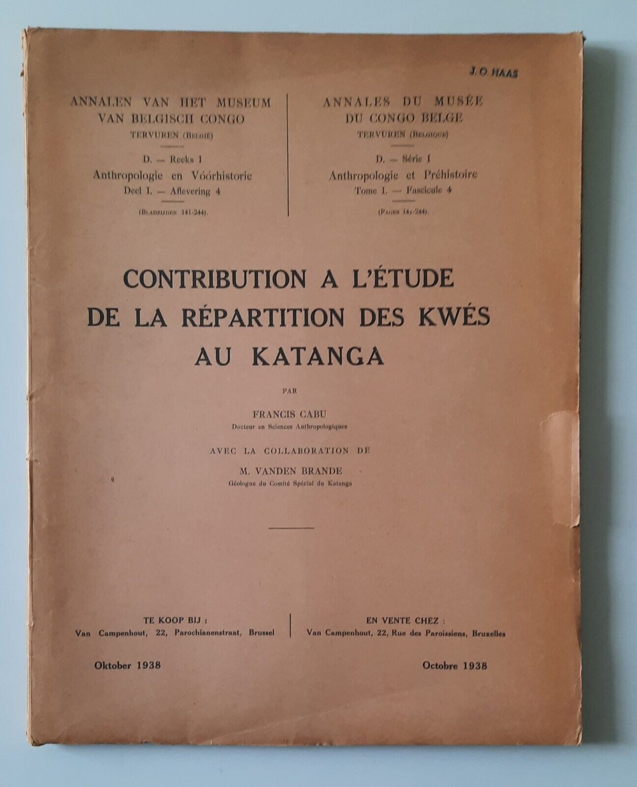 F. CABU CONTRIBUTION A L'ETUDE REPARTITION DES KWES AU KATANGA …