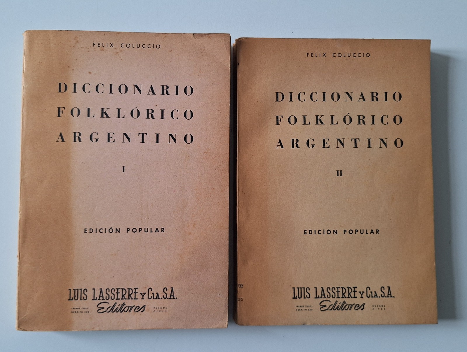 FELIX COLUCCIO DICCIONARIO FOLKLORICO ARGENTINO LUIS LASSERRE 1964 2 VOL.
