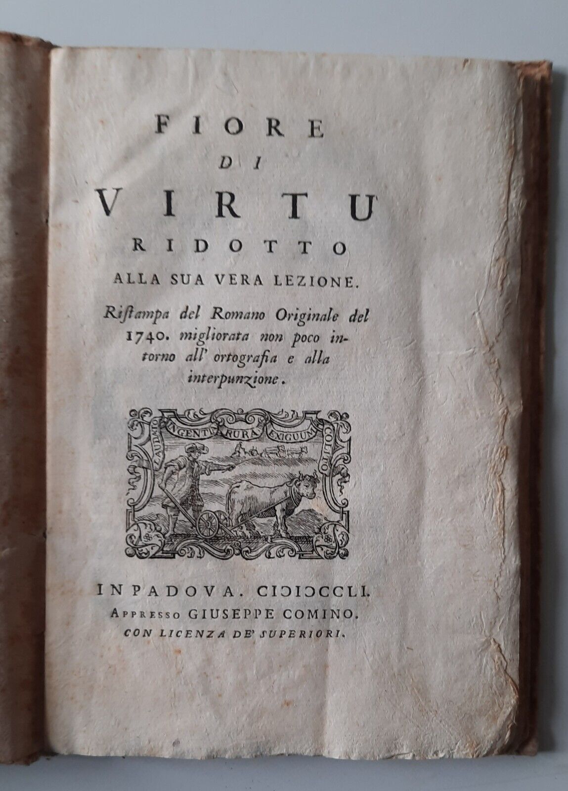 FIORE DI VIRTU' RIDOTTO ALLA SUA VERA LEZIONE IN PADOVA …