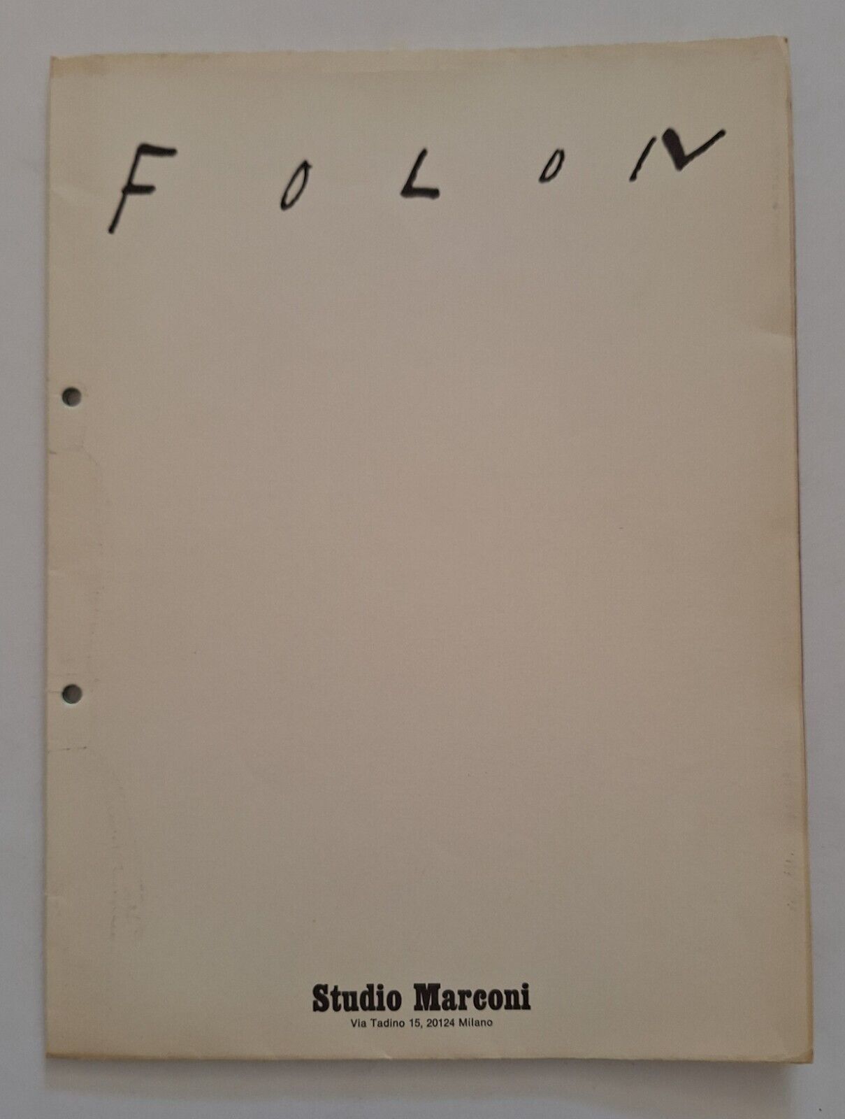 FOLON STUDIO MARCONI BROCHURE MANIFESTO MOSTRA 1974