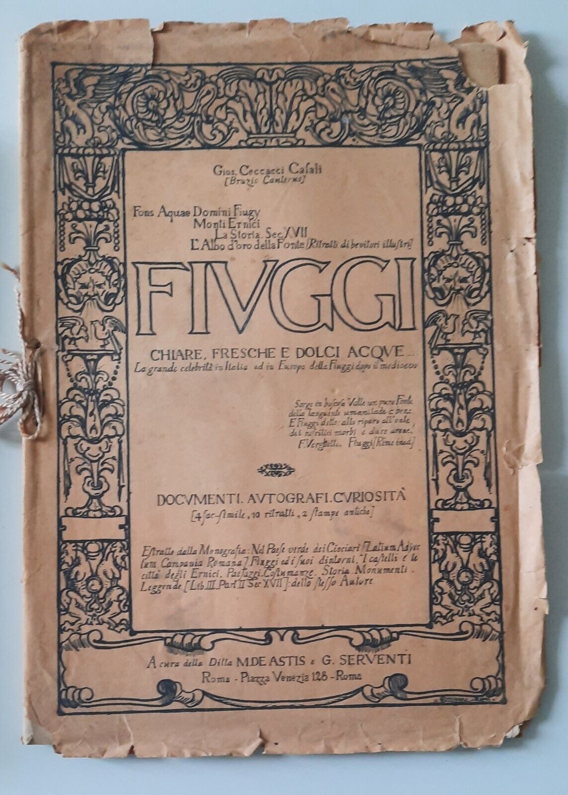 G. CECCACCI CASALI FIUGGI M.DE ASTIS G. SERVENTI
