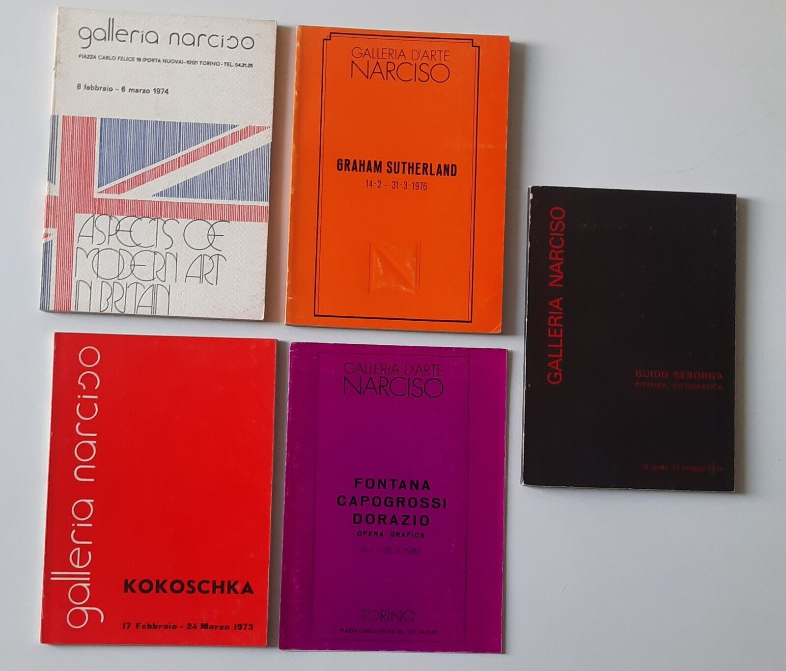 GALLERIA NARCISO 5 VOLUMI ANNI '70 KOKSCHKA FONTANA DORAZIO SUTHERLAND
