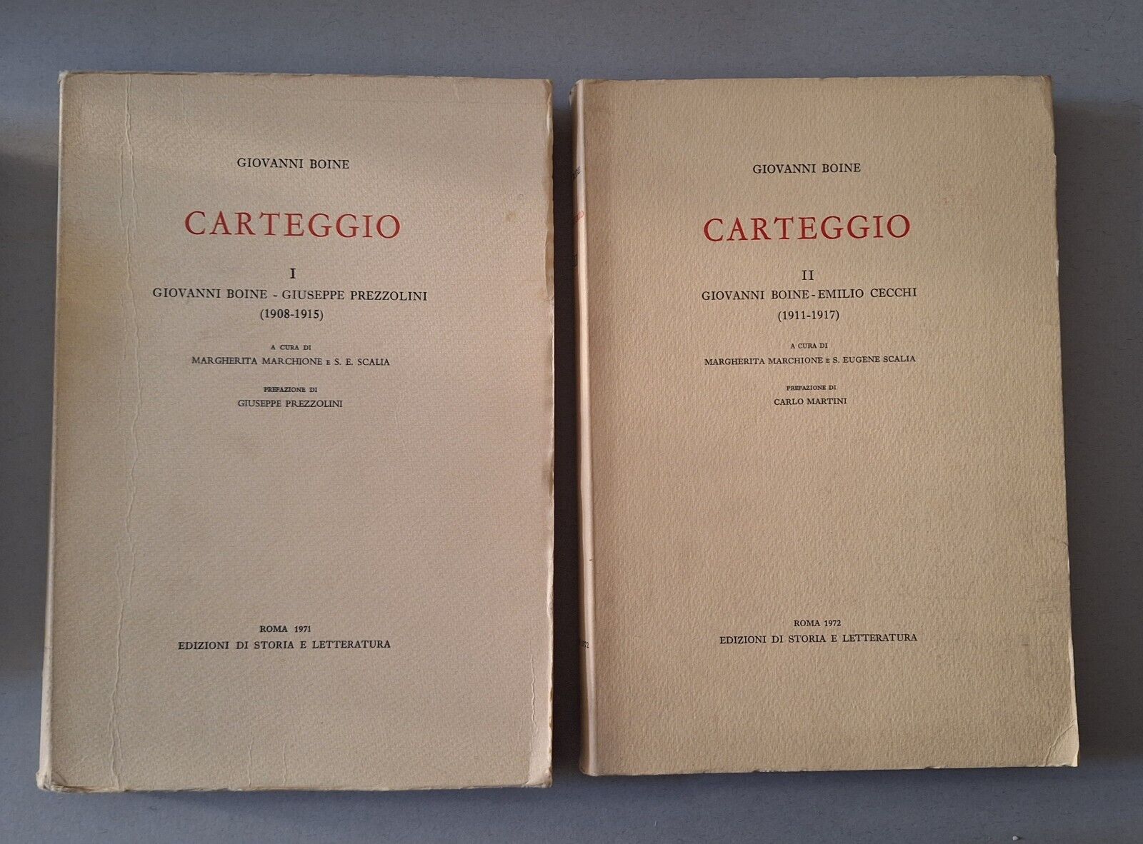 GIOVANNI BOINE CARTEGGIO PREZZOLINI CECCHI ED. STORIA E LETTERATURA 1971