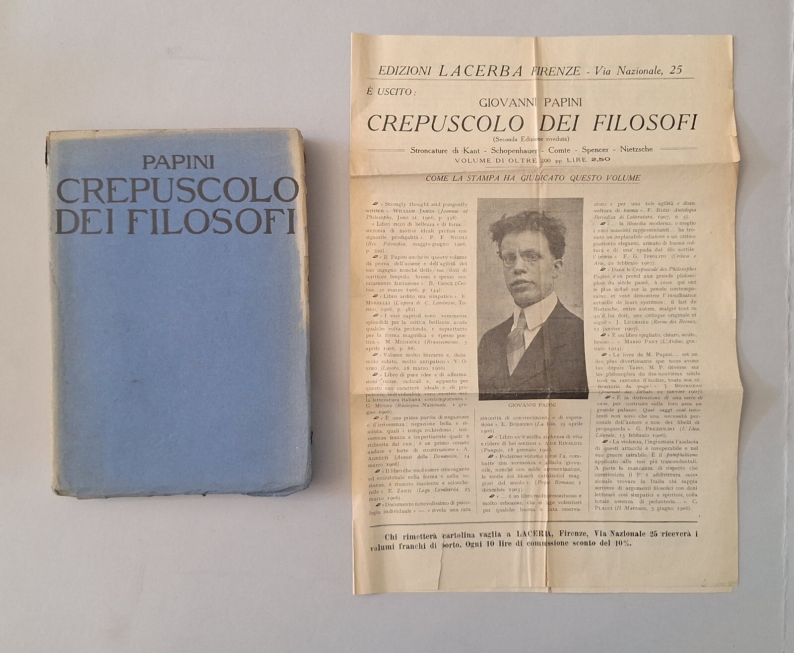 GIOVANNI PAPINI CREPUSCOLO DEI FILOSOFI ED. LACERBA 1914 CON FASCICOLO …