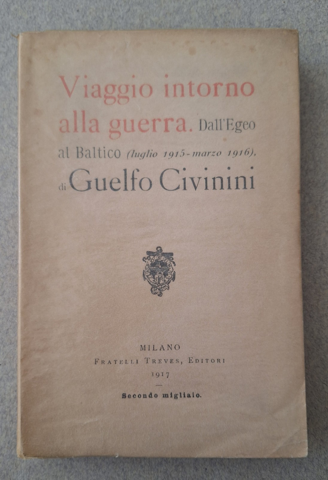 GUELFO CIVININI VIAGGIO INTORNO ALLA GUERRA F. TREVES 1917