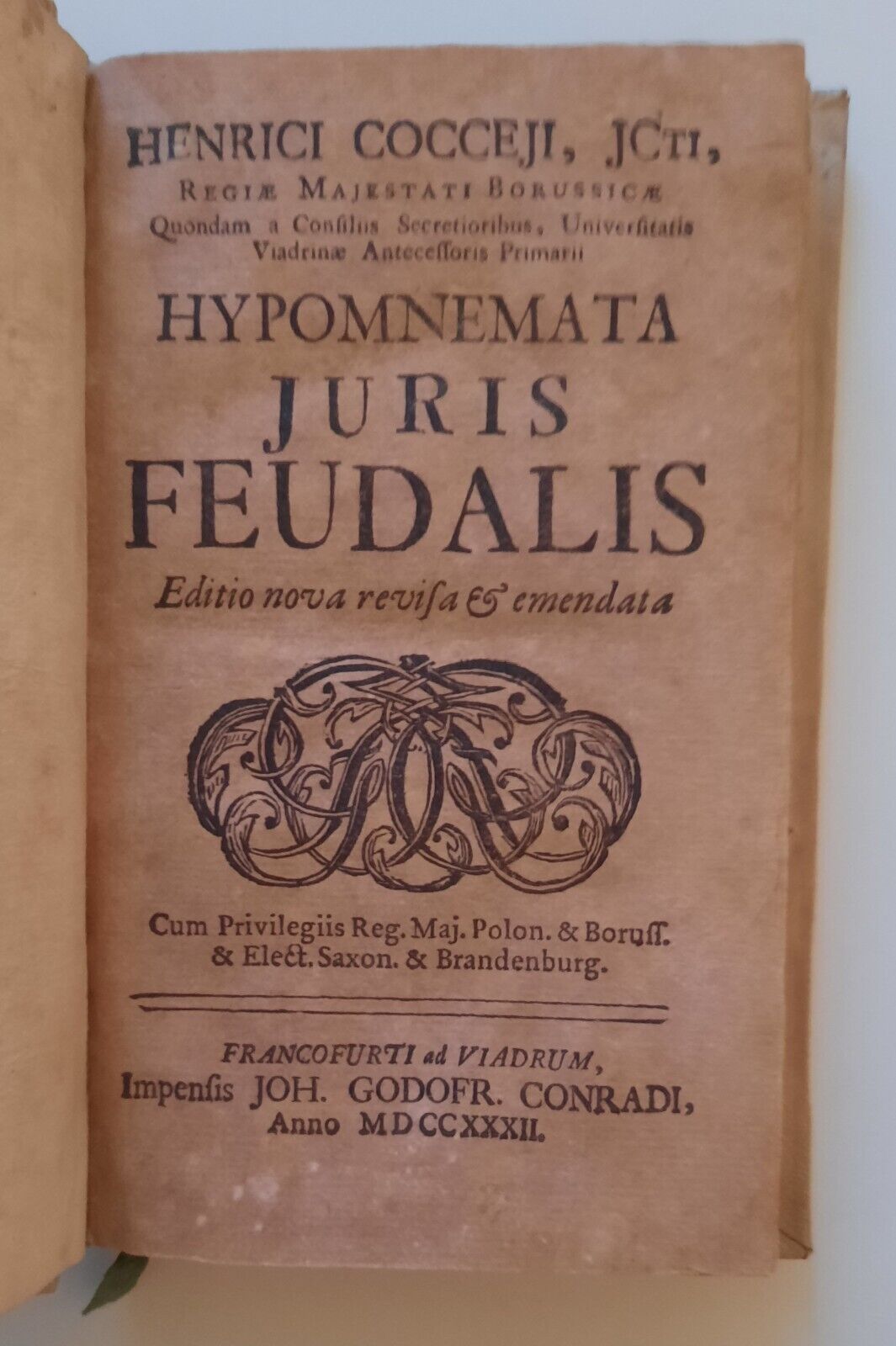 HENRICI COCCEJI HYPOMNEMATA JURIS FEUDALIS CONRADI 1732